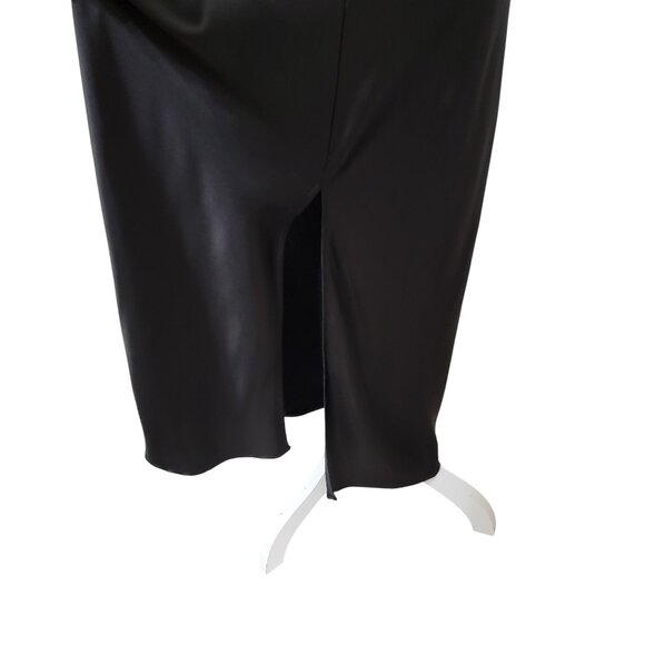 Zara Size S Black Satin Midi Cocktail SlipDress with Cutout Detailing on Back - Picture 5 of 16